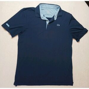 Good Good Polo Shirt Mens Medium Blue White Golf Stretch Performance